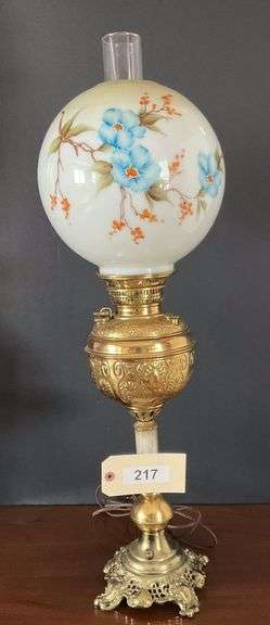 Brass And Glass Table Lamp, 31" image