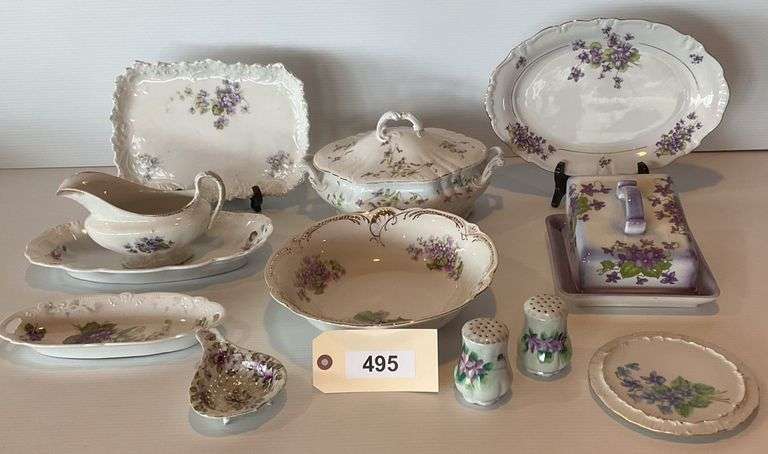 Violet China Dinnerware, Serving Pieces, 13 Pieces image