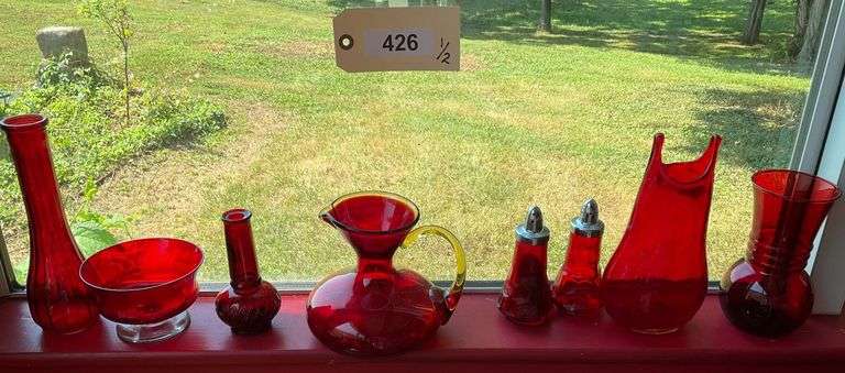 ''SOME PIECES HAVE BEEN PULLED'' Red Glass Holloware & Giftware image