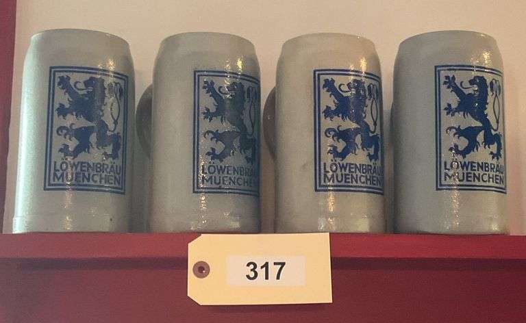 Four Lowenbrau Large Beer Mugs image