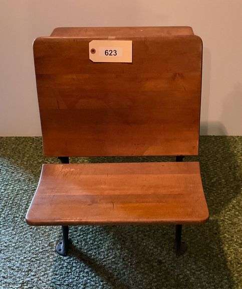 Antique Wooden And Iron School Desk image