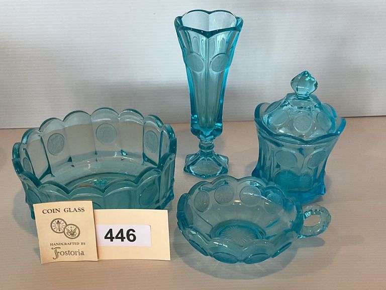 Light Blue Fostoria Coin Glass, 4 Pieces image