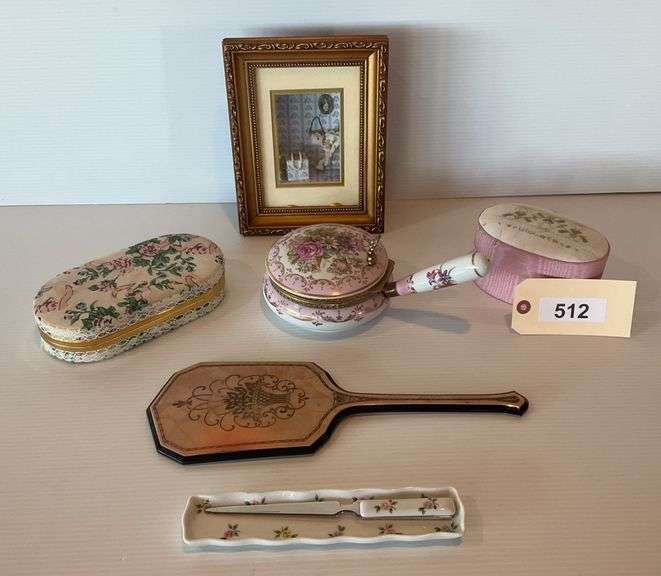 Ladies Boudoir Accessories, Includes Hand Made Victorian Powder Bowl image