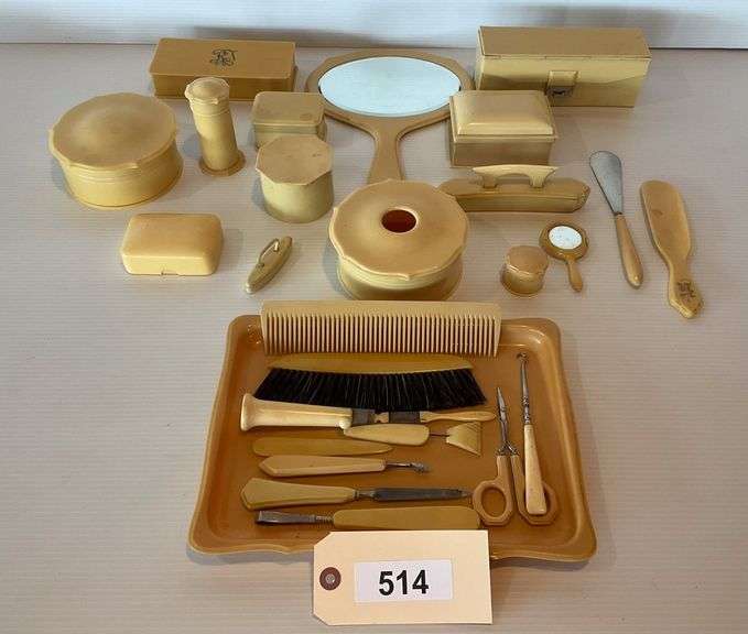Large Vintage Celluloid Vanity Set image