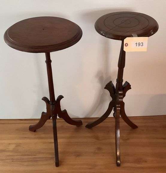 Two Round Wooden Tables, 11"X31", 14"X30" image