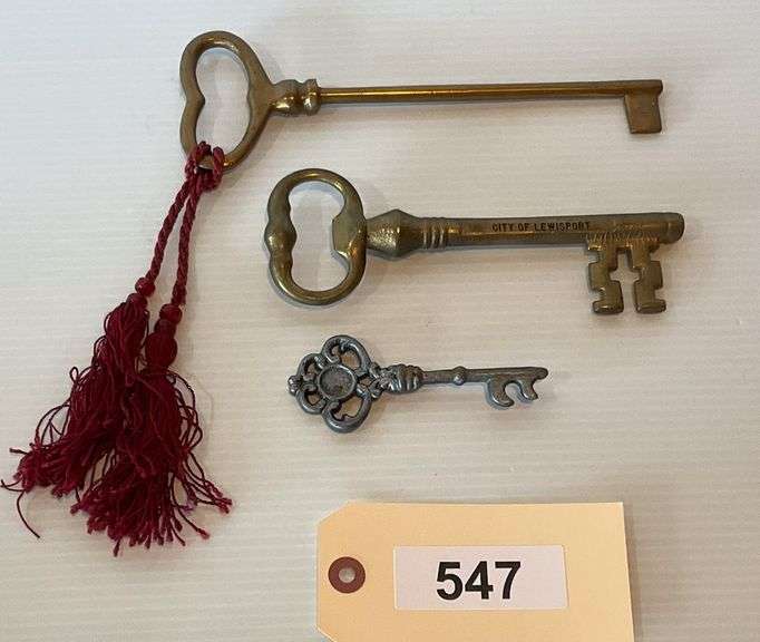 Solid Brass Lewisport City Key Bottle Opener, Brass Key With With Tassel, Small Metal Key image