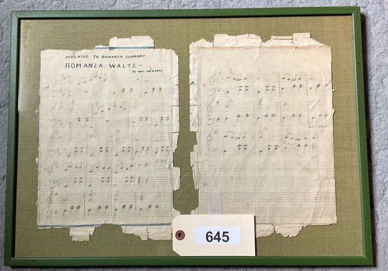 Framed 'Romanza Waltz' Music By Mrs. Joe Seay image