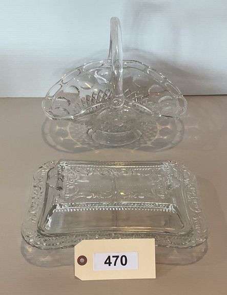 Glass Basket, Very Nice Rectangular Covered Dish image