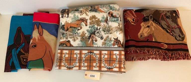 Two Horse Design Flags, Throw And Unfinished Blanket image