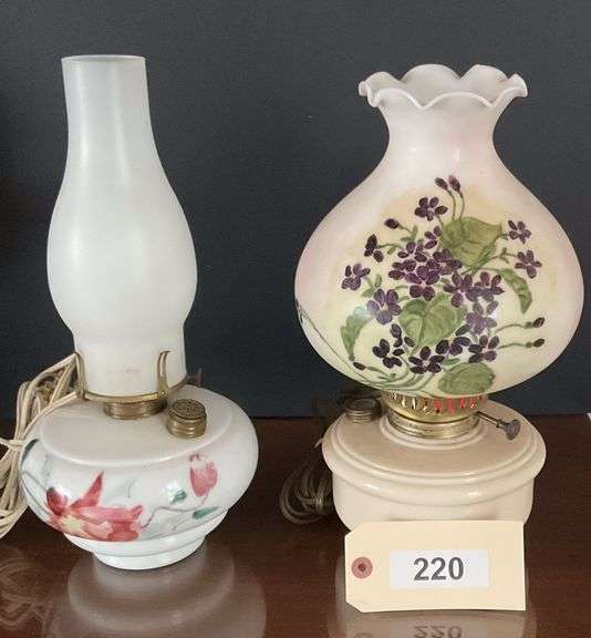 Two Ceramic and Glass Table Lamps, 14" image