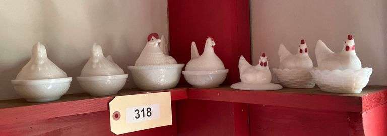 Seven Glass Hens On Nest image