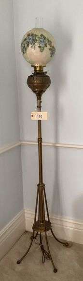 Vintage Floor Lamp Glass And Brass, 68" image