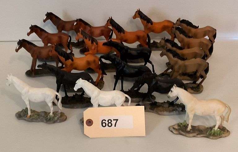 Nineteen Polystone Horse Figurines image