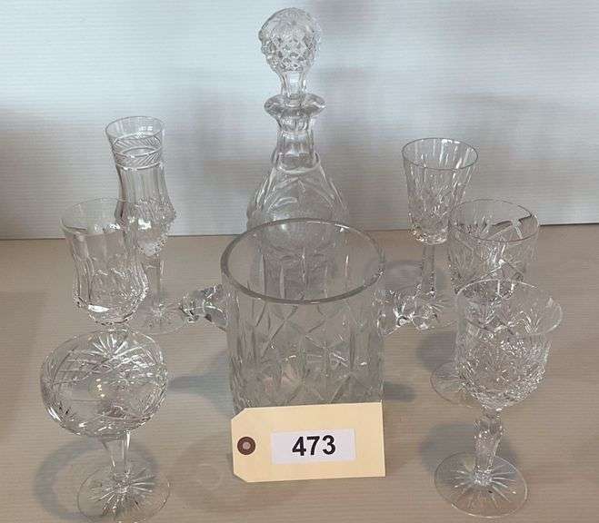 Assorted Waterford Stemware (6), Glass Ice Bucket And Decanter image