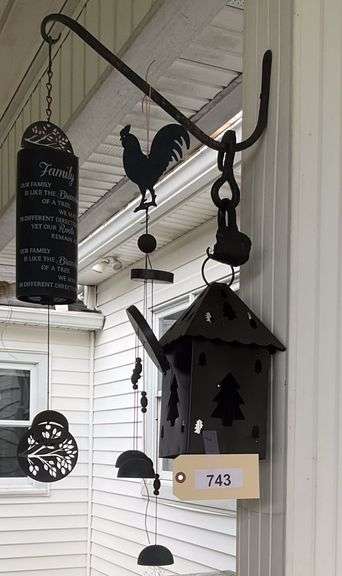 Metal Lantern, Chimes, And Bell image
