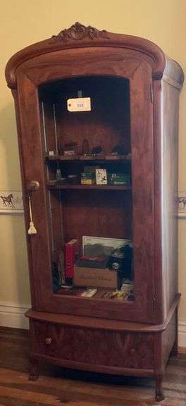 Antique Wooden Gun Cabinet, 76"X32"X23", Contents Not Included image