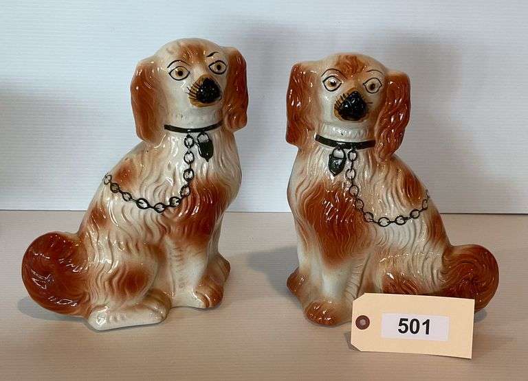 Pair Of Ceramic King Charles Spaniels, 12" image