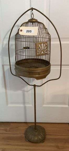 Vintage Metal Bird Cage On Stand image