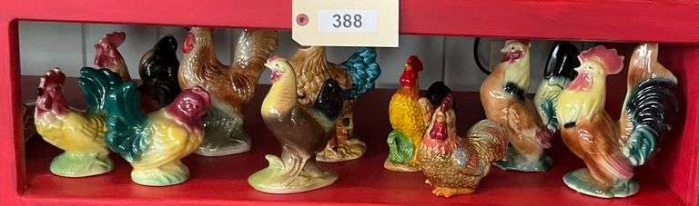 Ten Ceramic Rooster Figurines image