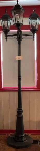 Large 3 Light Electric Metal Lamp Post, 97" image