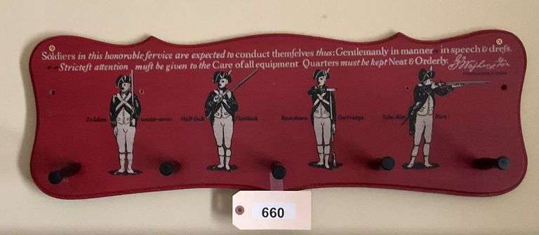 Revolutionary Soldiers Coat Rack With Quote From George Washington image