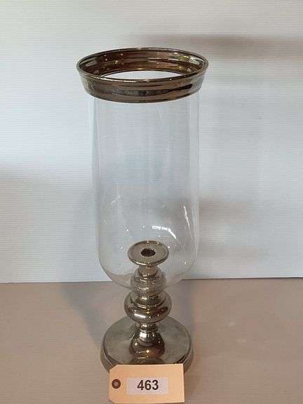 Large Metal & Glass Candle Holder, 21" image