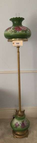 Vintage Floor Lamp Glass And Brass, 65" image