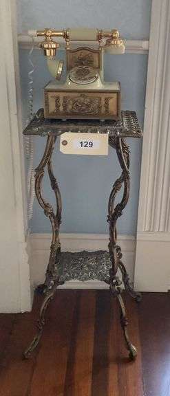 Metal Table, 12"X12"X28", Vintage Rotary Phone image