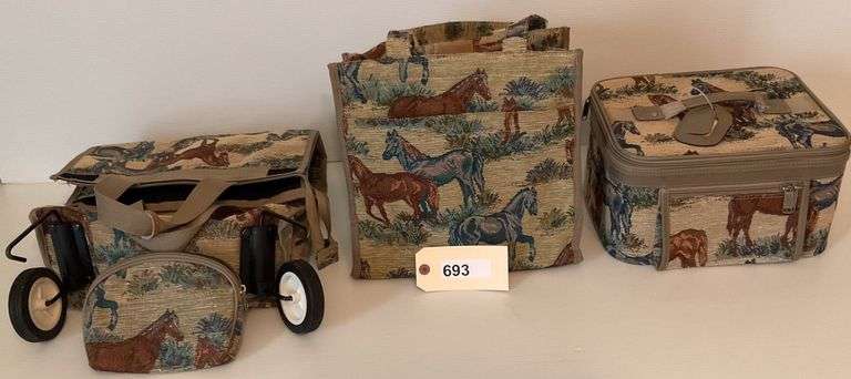 Horse Motif Cosmetic Bag, Tote, And Large Bag On Wheels image