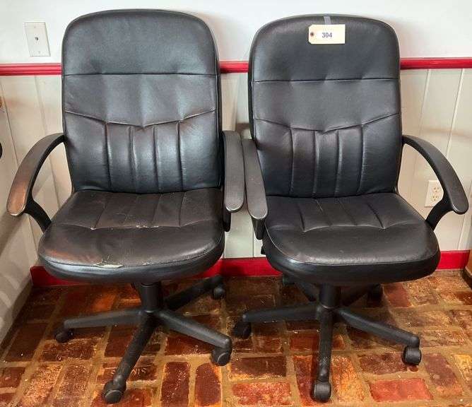 Two Vinyl Desk Chairs, 1 Has Minor Tears image