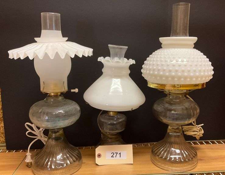 Three Electric Glass Lamps, 15"-20" image