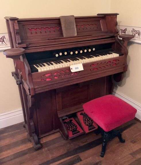 Antique Pump Organ By Chicago Collage Organ Co., Pump Pedal May Need Repair image