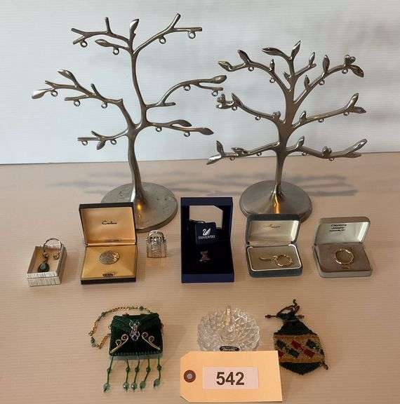 SWAROVSKI Crystal Pin, Sterling Silver And 14K Gold Jewelry, Crystal Ring Holder, Jewelry Trees image
