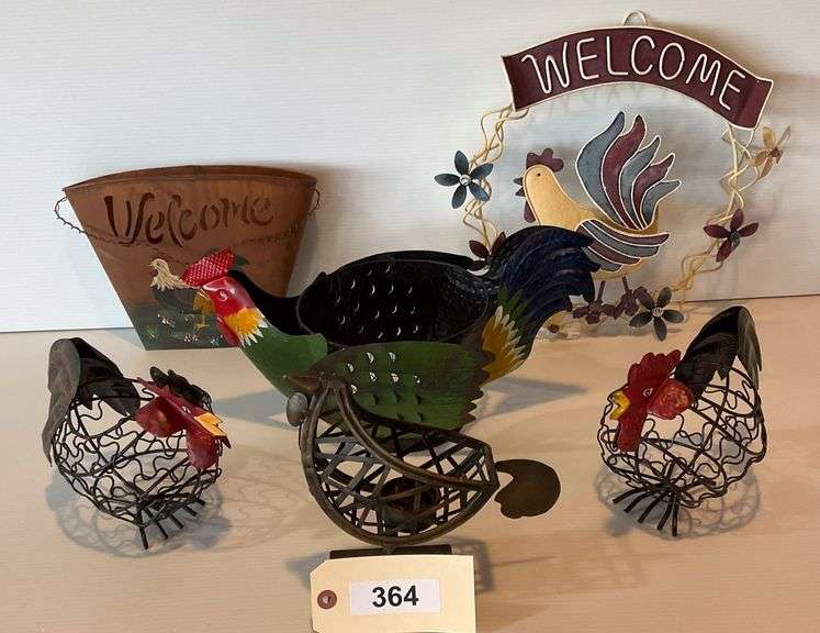 Wire Roosters And 2 Metal Welcome Signs image