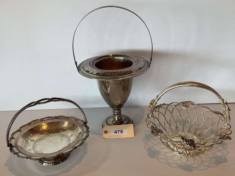 Two Silverplate Baskets, Large Champagne Bucket image