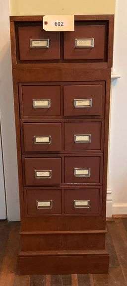Ten Drawer Wooden And Metal Recipe Cabinet, Recipes Included image