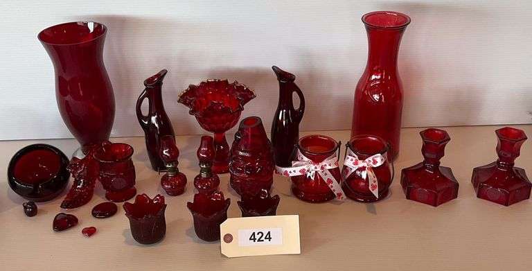 Red Glass Holloware & Giftware, Approx 20 Pc image