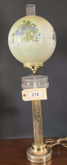 Brass And Glass Table Lamp, 33" image
