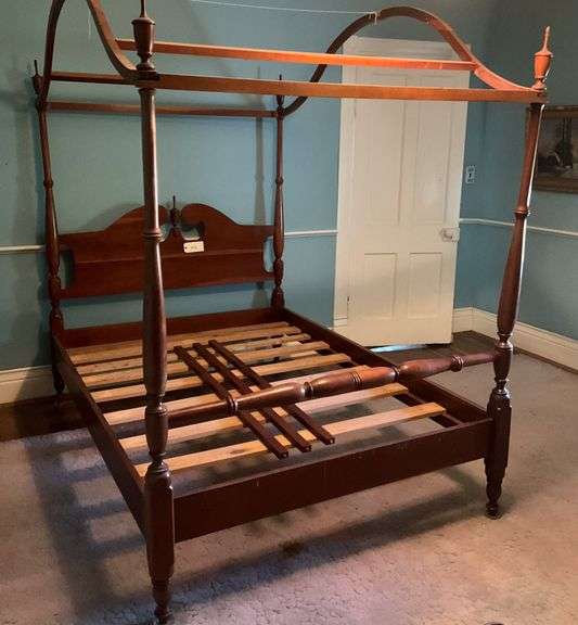Wooden Full Size Canopy Bed, Needs Small Repair image