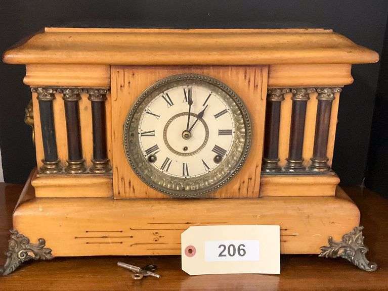 Antique Wooden Mantle Clock image