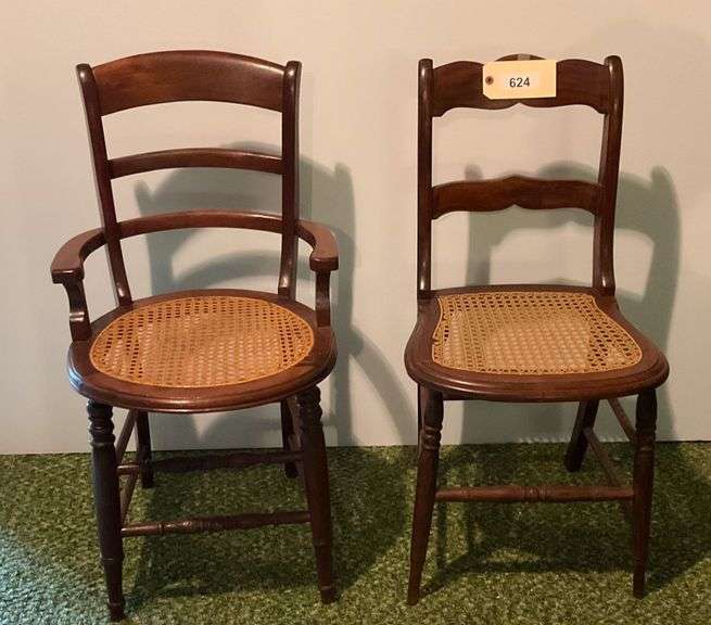 Two Small Chairs With Cane Seats image