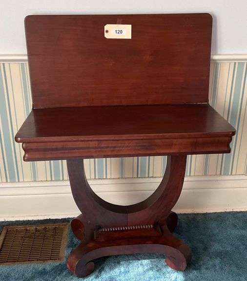Antique Wooden Table With Folding Top, 33"X16"X28" image