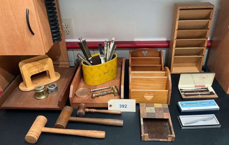Wooden Desk Accessories, Letter Openers, NEW Cross Pens, Stamp Dispensers, And More image