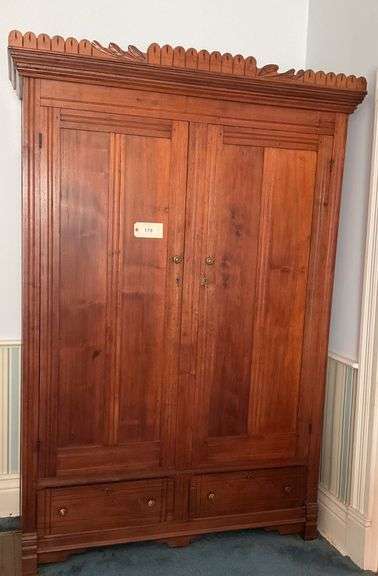 Large Antique Wooden Linen Cabinet, 84"X19"X54" image