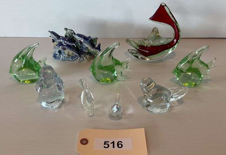 Glass And Ceramic Animals, Includes Murano Glass image