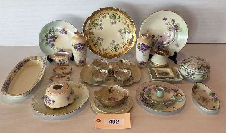 Violet Motif China Giftware And Dinnerware, Approx 25 Pieces image