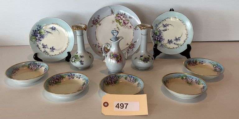 Violet Blue Rim China Dinnerware And Giftware, 11 Pieces image