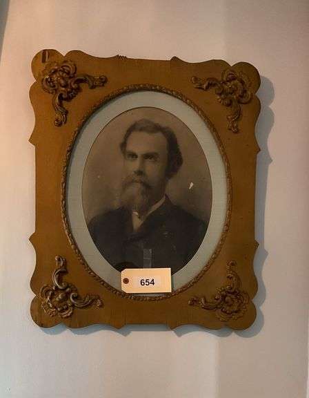 Antique Oval Framed Photograph, 25"X21" image