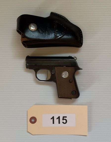 Colt Junior Pocket 25ACP Small Pistol With Holster.  This item will be picked up at Mammoth Outdoors and will have a $40 transfer fee paid to Mammoth Outdoors when you pick up the item.  They will also do a background check. image