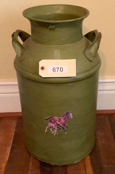 Vintage Milk Can With Horse Decal image
